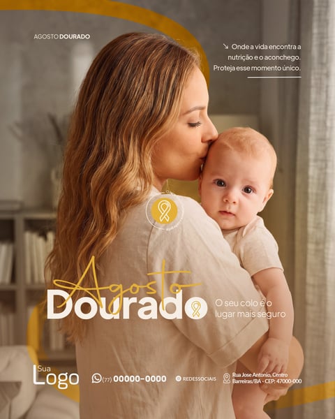 AGOSTO DOURADO MÊS DO ALEITAMENTO MATERNO SOCIAL MEDIA PSD EDITÁVEL 2