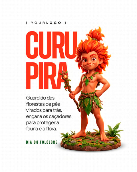 CURUPIRA DIA DO FOLCLORE SOCIAL MEDIA PSD EDITÁVEL