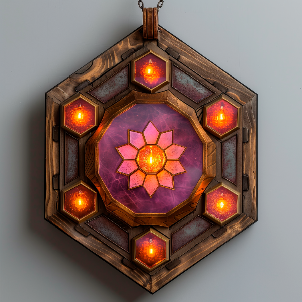 ELEMENTO DE MADEIRA COM LUZES EM 3D | IMAGEM