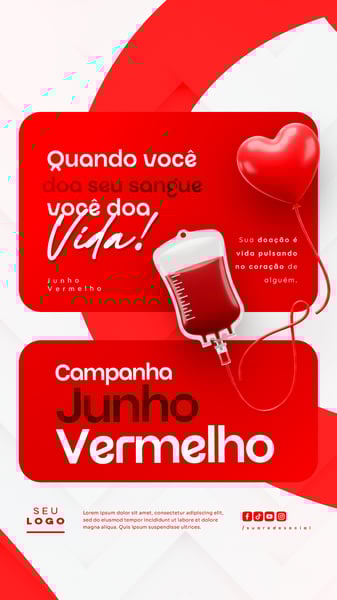 JUNHO VERMELHO CAMPANHA DE DOAÇÃO DE SANGUE CAMPANHA DE SAÚDE SOCIAL MEDIA STORY 7
