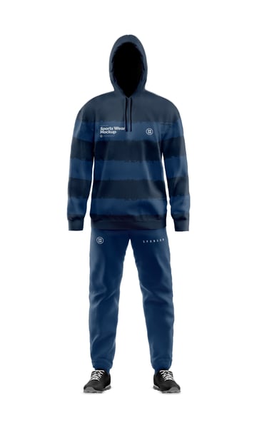 CONJUNTO ESPORTIVO MASCULINO COM CAPUZ PSD EDITÁVEL MOCKUP