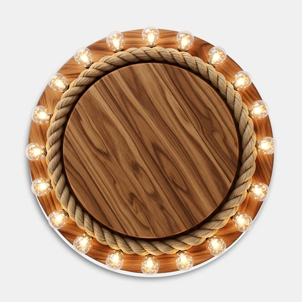 TAMPA DE MADEIRA COM LUZES EM VOLTA E UMA CORDA CIRCULAR AO CENTRO 03