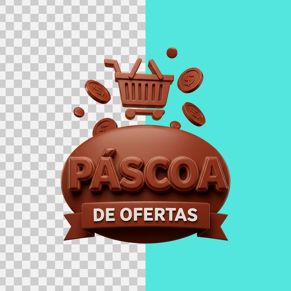 LXD SELO 3D PÁSCOA DE OFERTAS ESTILO CHOCOLATE PNG TRANSPARENTE