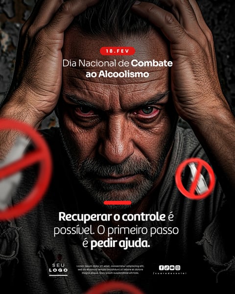 DIA NACIONAL DE COMBATE AO ALCOLISMO 18 DE FEVEREIRO SOCIAL MEDIA PSD EDITÁVEL 3