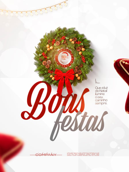 BOAS FESTAS NATAL GUIRLANDA SOCIAL MEDIA FLYER PSD EDITÁVEL