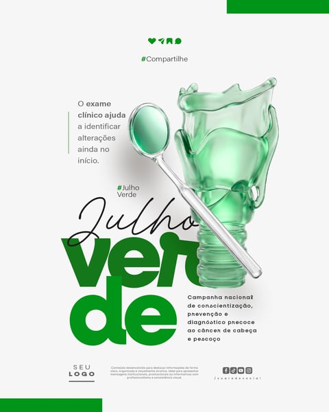 JULHO VERDE CAMPANHA PREVENÇÃO E DIAGNÓSTICO CÂNCER DE CABEÇA E PESCOÇO SOCIAL MEDIA PSD EDITÁVEL 4