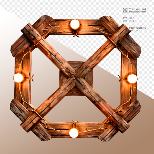 CÍRCULO DE MADEIRA COM LUZ - ELEMENTO 3D PARA COMPOSIÇÃO - WOOD