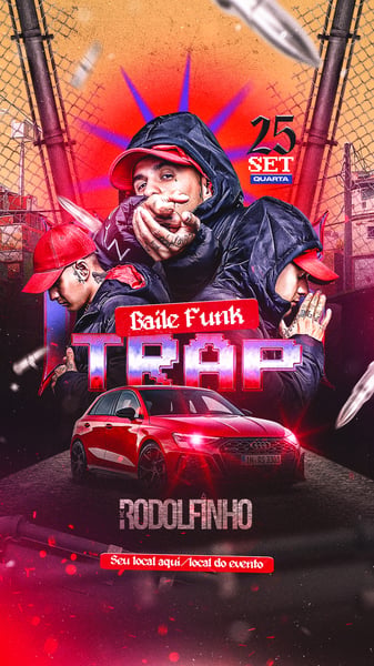 FLYER DE SHOW FUNK TRAP MC RODOLFINHO STORY