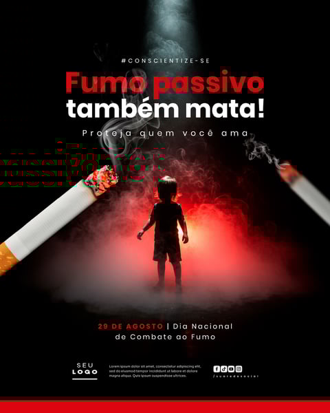 DIA NACIONAL DE COMBATE AO FUMO 29 DE AGOSTO SOCIAL MEDIA PSD EDITÁVEL 1