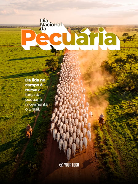 DIA NACIONAL DA PECUÁRIA FAZENDA SOCIAL MEDIA FLYER PSD EDITÁVEL