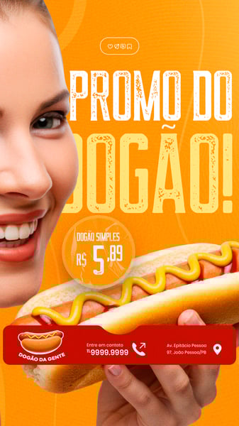 CACHORRO QUENTE HOT DOG LANCHE SOCIAL MEDIA STORY POST EDITÁVEL
