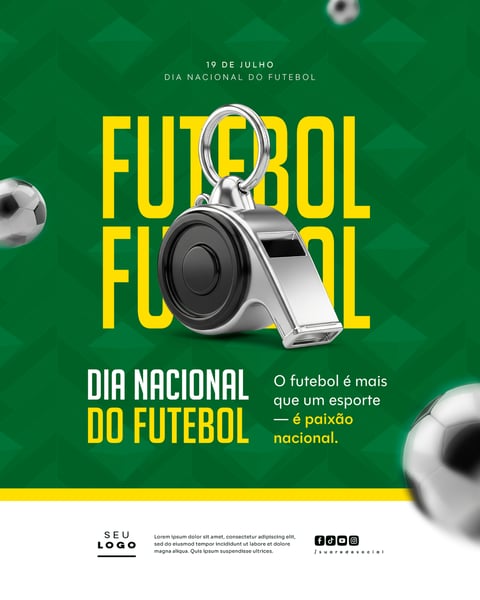 DIA NACIONAL DO FUTEBOL 19 DE JULHO SOCIAL MEDIA PSD EDITÁVEL FEED 4