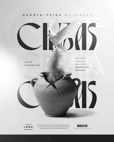 Quarta Feira de Cinzas 18 de Fevereiro Social Media PSD Editável 6