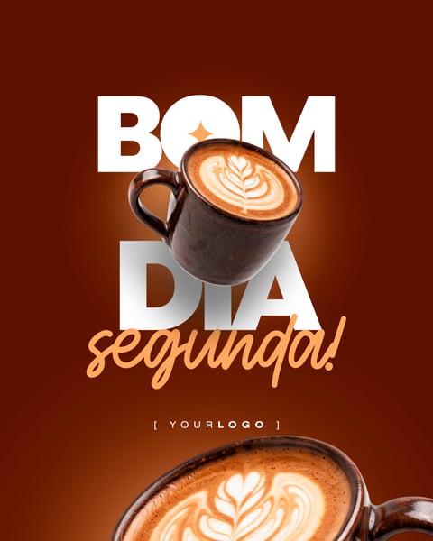 POST BOM DIA SEGUNDA FEIRA XÍCARA DE CAFÉ ESPRESSO PSD EDITÁVEL