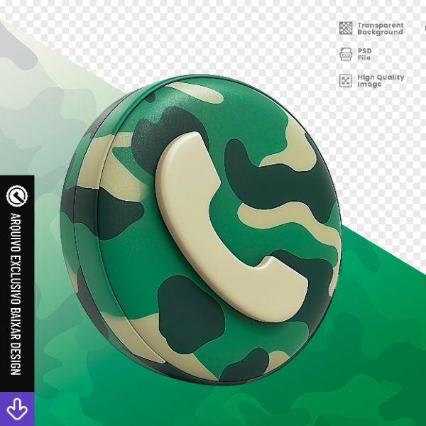 ÍCONE TELEFONE CAMUFLADO - ELEMENTO 3D PARA COMPOSIÇÃO - EXCLUSIVO BAIXAR DESIGN