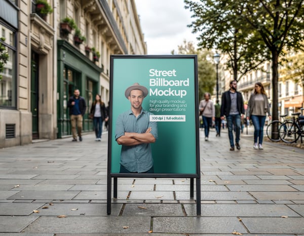 PAINEL PUBLICITÁRIO NA RUA PSD EDITÁVEL MOCKUP