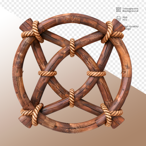 CÍRCULO MADEIRA E CORDA  ELEMENTO 3D PARA COMPOSIÇÃO - WOOD