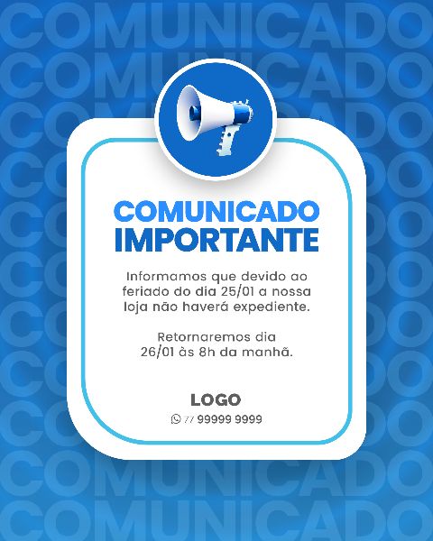 SOCIAL MEDIA PARA AVISOS E COMUNICADOS - AZUL