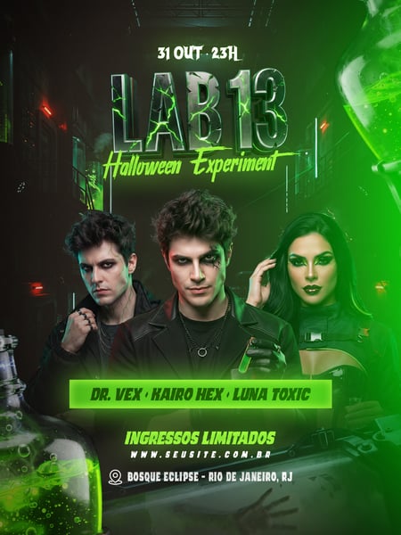 FLYER LAB 13 HALLOWEEN EXPERIMENT FEED PSD EDITÁVEL
