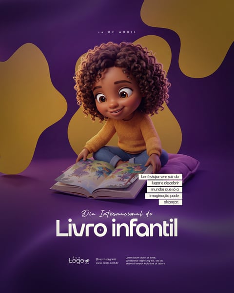 DIA INTERNACIONAL DO LIVRO INFANTIL 02 DE ABRIL ESCOLA SOCIAL MEDIA PSD EDITÁVEL 2