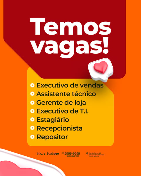 TEMOS VAGAS DISPONÍVEIS SOCIAL MEDIA PSD EDITÁVEL