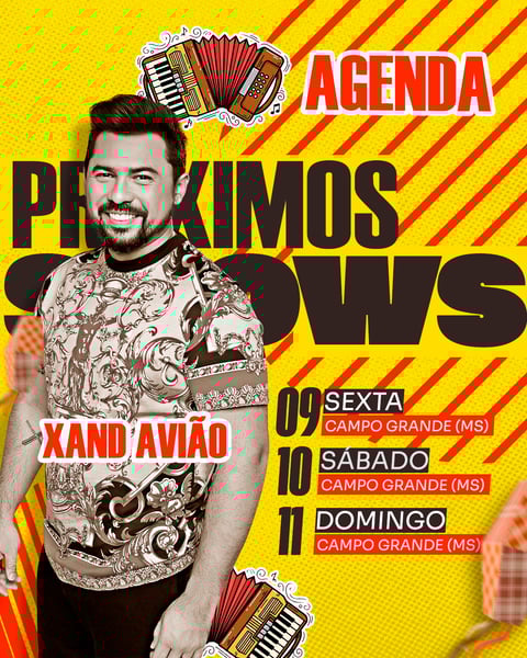 FLYER AGENDA PRÓXIMOS SHOWS XAND AVIÃO PSD FEED 48