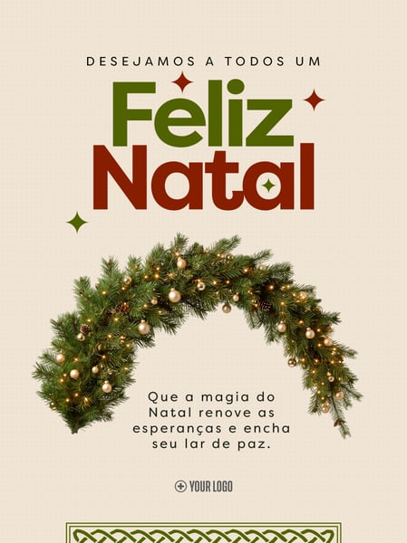 FELIZ NATAL GUIRLANDA VERDE SOCIAL MEDIA FLYER PSD EDITÁVEL