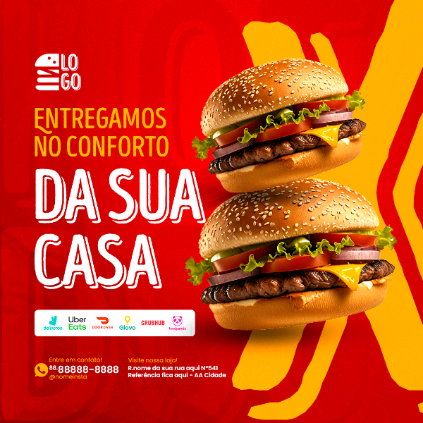 FEED FAZEMOS ENTREGAS SOCIAL MEDIA LANCHONETE PSD EDITÁVEL