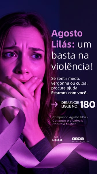 AGOSTO LILÁS CAMPANHA DE CONSCIENTIZAÇÃO AO COMBATE A VIOLÊNCIA CONTRA A MULHER SOCIAL MEDIA PSD EDITÁVEL STORY 11