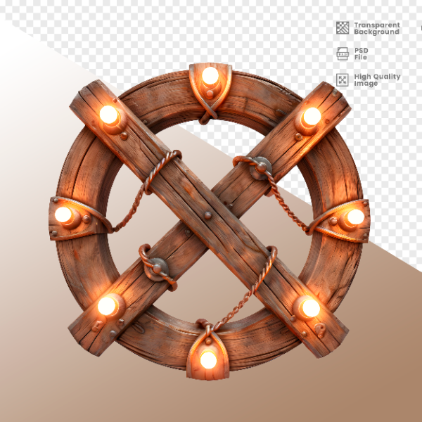 CÍRCULO DE MADEIRA COM LUZ - ELEMENTO 3D PARA COMPOSIÇÃO - WOOD