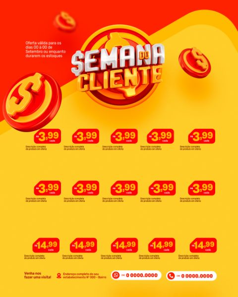 DIA DO CLIENTE 15 DE SETEMBRO SELO 3D SEMANA DO CLIENTE ENCARTE PSD EDITÁVEL