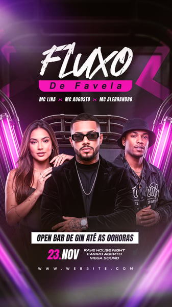 FLYER BAILE FUNK DO FLUXO PARA STORIES PSD