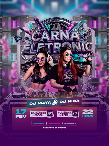 FLYER EDITÁVEL DE CARNAVAL - CARNA ELETRONIC