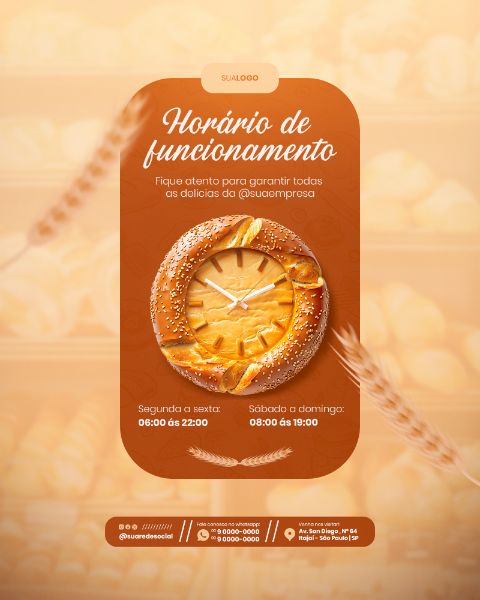 HORÁRIO DE FUNCIONAMENTO PADARIA PANIFICADORA SOCIAL MEDIA FEED VERTICAL