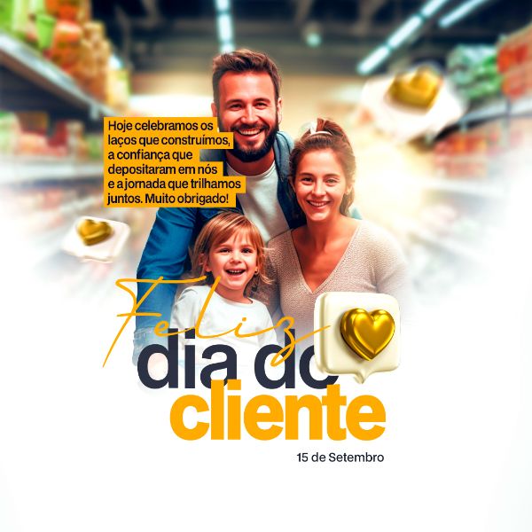 DIA DO CLIENTE 15 DE SETEMBRO POST BANNER COMEMORATIVO PSD EDITÁVEL