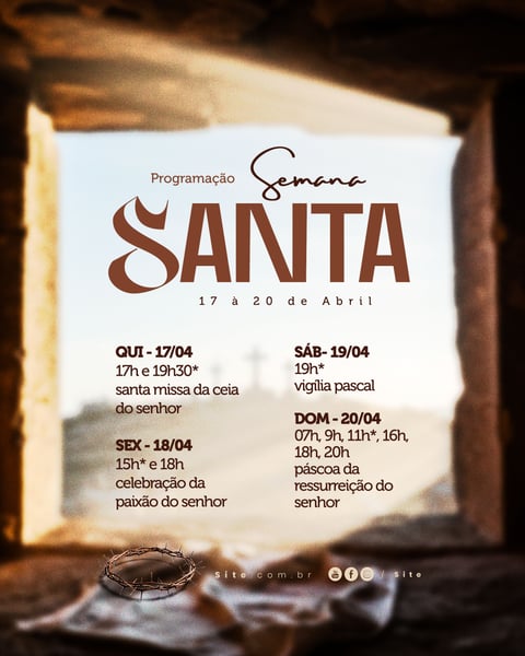PROGRAMAÇÃO SEMANA SANTA PÁSCOA CALENDÁRIO SOCIAL MEDIA EDITAVEL