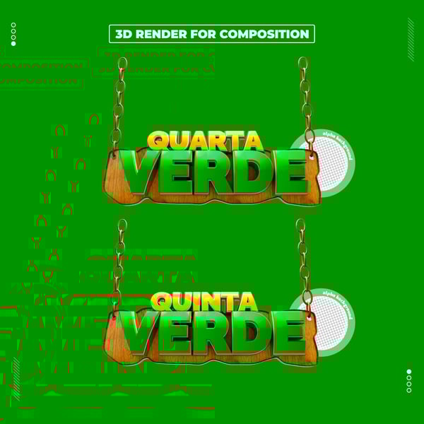 SELO 3D QUARTA QUINTA VERDE PARA COMPOSIÇÃO