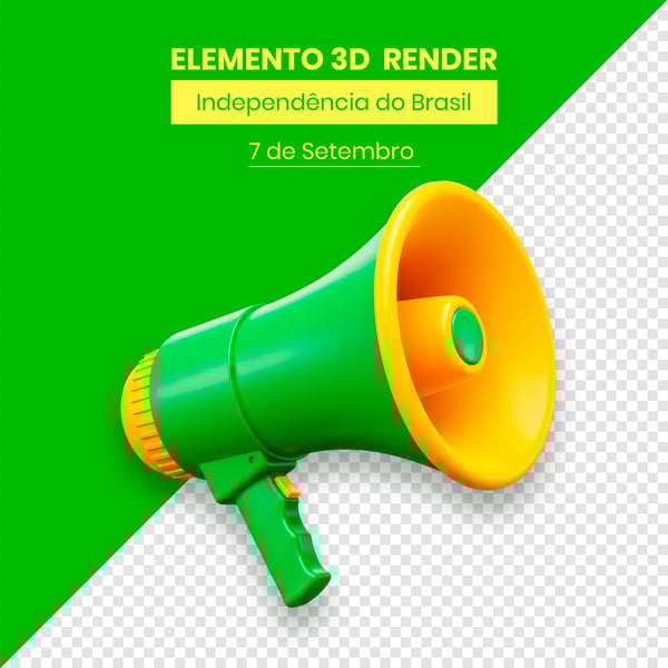 MEGAFONE ELEMENTO INDEPENDÊNCIA DO BRASIL 7 DE SETEMBRO 3D COMPOSIÇÃO