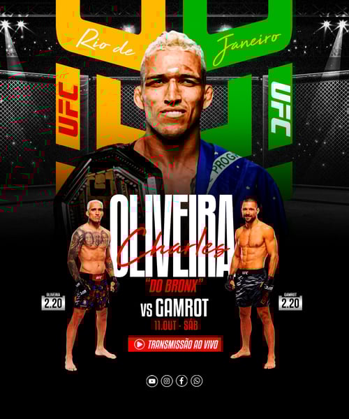 FLYER ESPORTIVO MMA UFC RIO LUTA CHARLES OLIVEIRA vs GAMROT