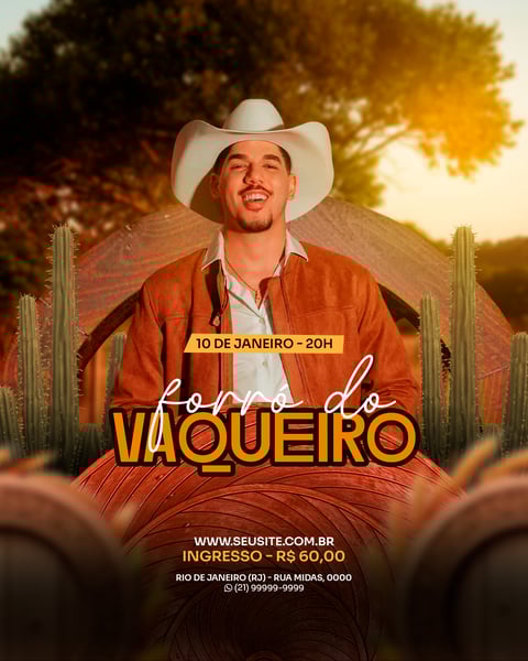 FLYER EVENTO SHOW FORRÓ DO VAQUEIRO COM ZÉ VAQUEIRO PSD FEED 54