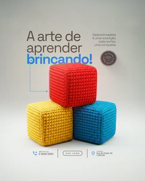 A ARTE DE APRENDER BRINCANDO DIA NACIONAL DA EDUCAÇÃO INFANTIL SOCIAL MEDIA PSD EDITÁVEL