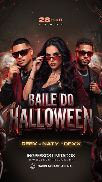 FLYER BAILE DO HALLOWEEN STORY PSD EDITÁVEL