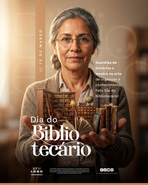 DIA DO BIBLIOTECÁRIO 12 DE MARÇO SOCIAL MEDIA PSD EDITÁVEL 2