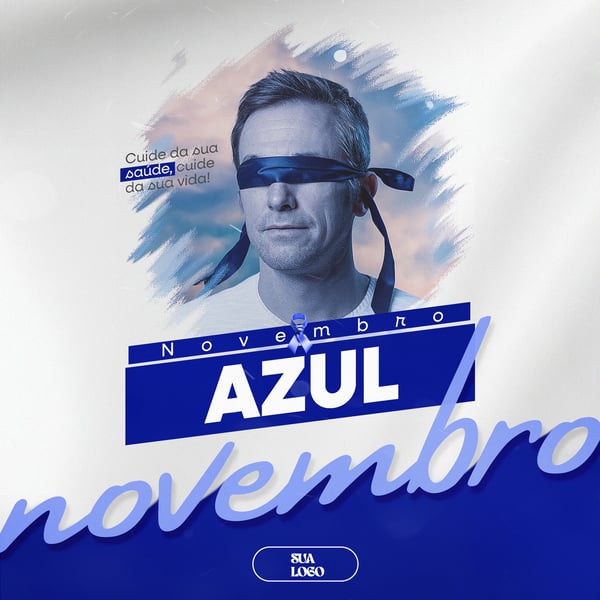 NOVEMBRO AZUL MÊS DA CONSCIENTIZAÇÃO SOBRE PREVENÇÃO AO CÂNCER DE PRÓSTATA PSD EDITÁVEL