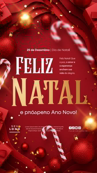 FELIZ NATAL E PRÓSPERO ANO NOVO STORY SOCIAL MEDIA PSD EDITÁVEL 2
