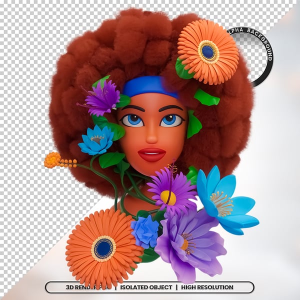 MULHER NEGRA AFRO ELEMENTO PSD PNG