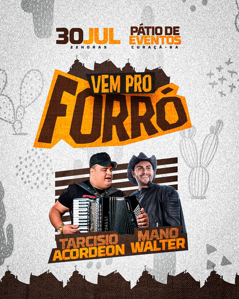 CJU FLYER EVENTO VEM PRO FORRÓ FEED PSD EDITÁVEL