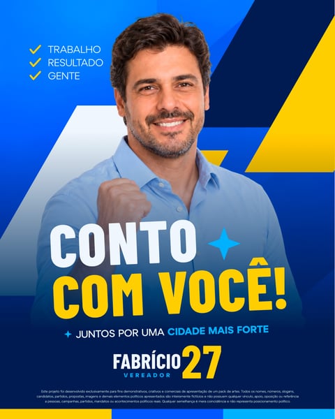 Cartaz De Campanha Eleitoral Para Vereador Com Candidato Sorrindo Social Media PSD Editável
