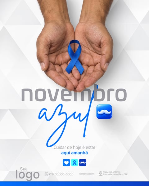 NOVEMBRO AZUL MÊS DE COMBATE AO CÂNCER DE PRÓSTATA SOCIAL MEDIA PSD EDITÁVEL 1