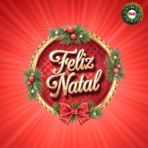 SELO VERMELHO COM LAÇO FELIZ NATAL 3D PSD EDITÁVEL